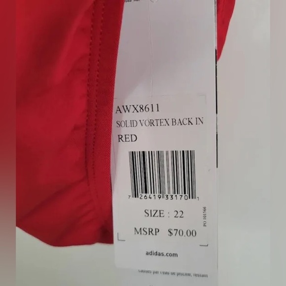NWT ADIDAS Performance Swim Racer Back Bathing Suit Red Sz 22 XS $70 - Picture 3 of 4
